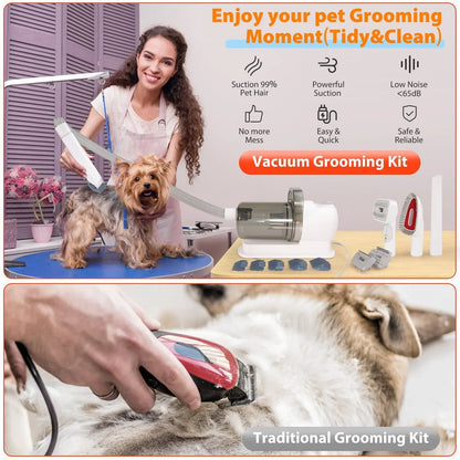 Pet Grooming Vacuum Kit – Powerful Fur Remover for Dogs & Cats